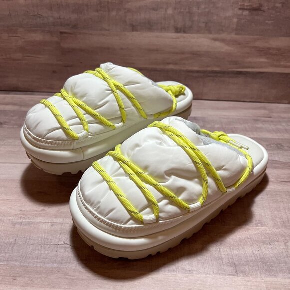 UGG Womens White Lime Spaceslider Tech Slide Platform Sandal Size 7 Slip On - Picture 3 of 9